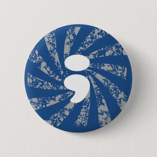 Badge Rond 5 Cm Point-virgule sur les rayons grunges (Devant)