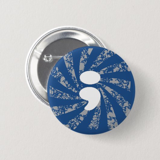 Badge Rond 5 Cm Point-virgule sur les rayons grunges (Devant & derrière)