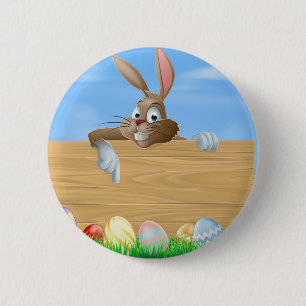Badge Rond 5 Cm Pointage de lapin de Pâques de bande dessinée