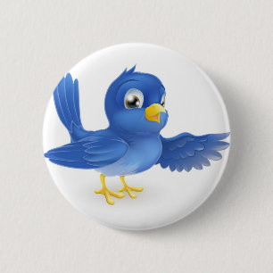 Badge Rond 5 Cm Pointage d'oiseau bleu