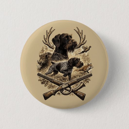 Badge Rond 5 Cm Pointer à poil dur allemand (Devant)