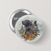 Badge Rond 5 Cm Pointeur à poils courts allemand en hiver (Devant & derrière)