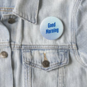 Badge Rond 5 Cm Points Bleus du bon matin (En situation)