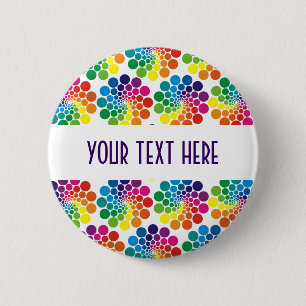 Badge Rond 5 Cm Points Couleur Cercle Motif + votre dos. & texte