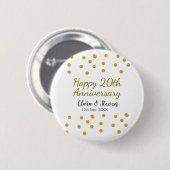 Badge Rond 5 Cm Points dorés scintillent joyeux 20e anniversaire d (Devant & derrière)
