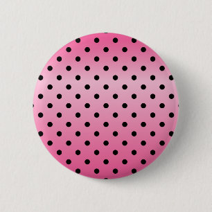 Badge Rond 5 Cm points noirs cool sur fond rose brillant