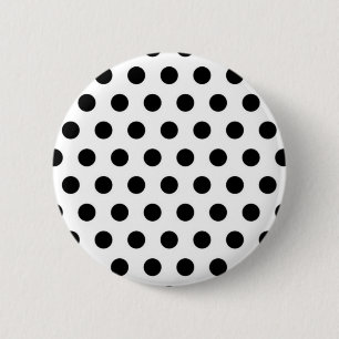 Badge Rond 5 Cm Points noirs sur fond blanc