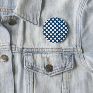 Badge Rond 5 Cm Pois Bleus de la Marine, Motif à points Polka, poi