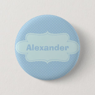 Badge Rond 5 Cm Pois de bleus layette avec l'étiquette