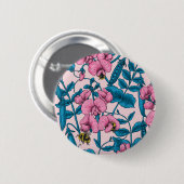 Badge Rond 5 Cm Pois doux et bourdons, rose et bleu (Devant & derrière)