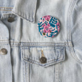 Badge Rond 5 Cm Pois doux et bourdons, rose et bleu (En situation)