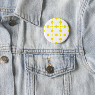 Badge Rond 5 Cm Pois Jaunes, Motif Polka Dot, Points, Pots