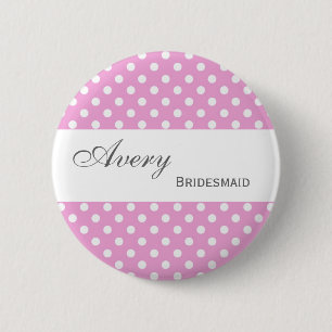 Badge Rond 5 Cm Pois M404 de rose de bouton de Pin de DEMOISELLE