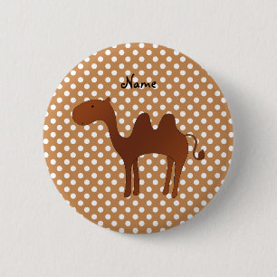 Badge Rond 5 Cm Pois mignon nommé personnalisé de brun de chamea