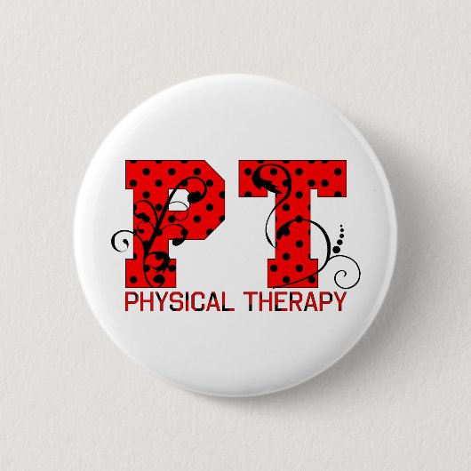 Badge Rond 5 Cm pois noir rouge de pinte (Devant)