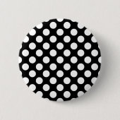 Badge Rond 5 Cm Pois noirs et blancs, Motif Polka (Devant)