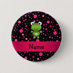 Badge Rond 5 Cm Pois nommé personnalisé de rose de noir de