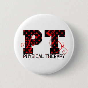 Badge Rond 5 Cm pois rouge noir de pinte