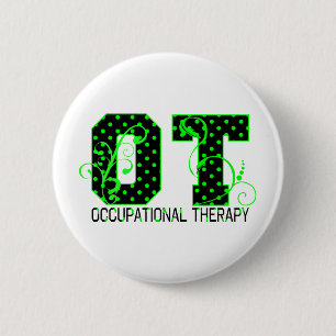 Badge Rond 5 Cm pois vert et noir d'ot