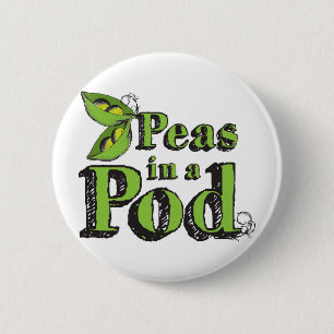 Badge Rond 5 Cm Pois verts Dessin de légumes Art 2 pois dans un po