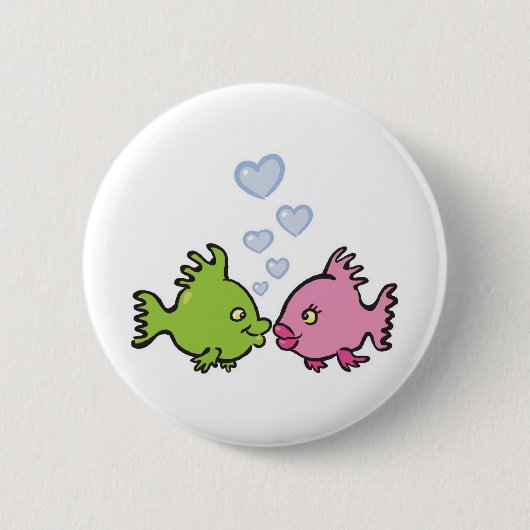 Badge Rond 5 Cm poisson amoureux valentine (Devant)