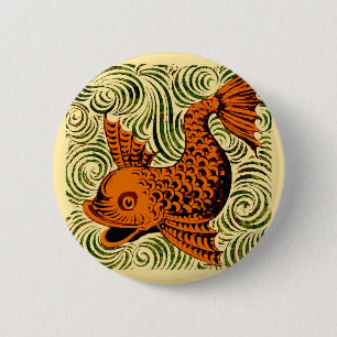 Badge Rond 5 Cm Poisson Antique Carrelage Ancien art