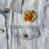 Badge Rond 5 Cm Poisson Antique Carrelage Ancien art (En situation)