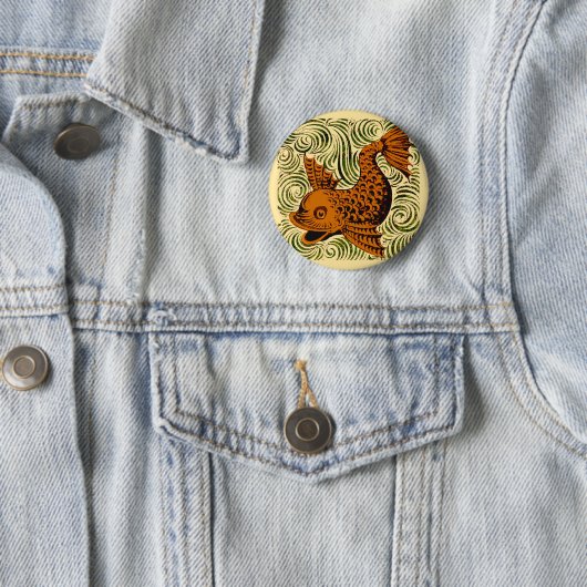 Badge Rond 5 Cm Poisson Antique Carrelage Ancien art (En situation)