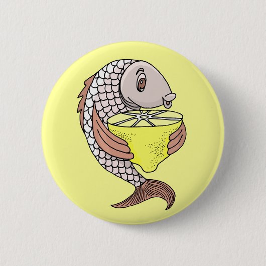 Badge Rond 5 Cm Poisson Au Citron (Devant)