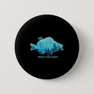 Badge Rond 5 Cm Poisson Avec Fin, Protection De l'environnement, C