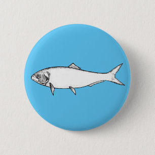 Badge Rond 5 Cm Poisson blanc
