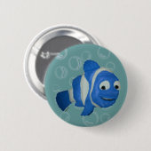 Badge Rond 5 Cm Poisson bleu (Devant & derrière)