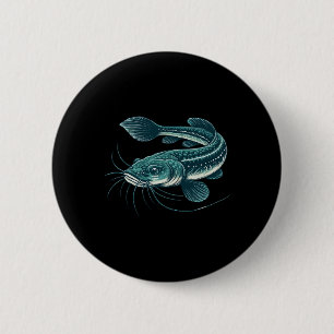 Badge Rond 5 Cm Poisson-chat marchant d'art de pêche vintage