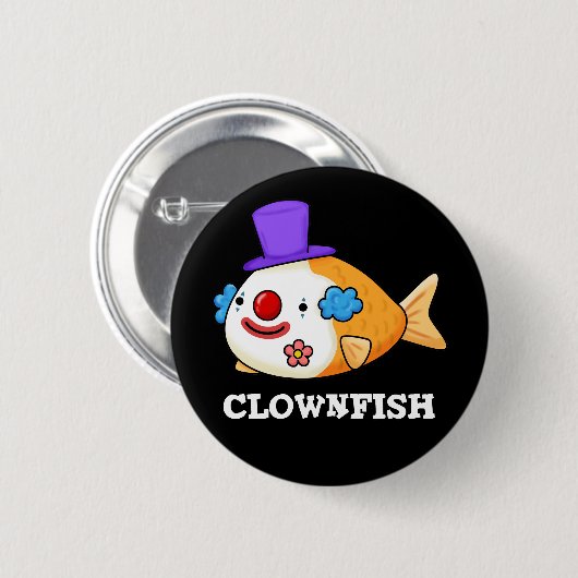 Badge Rond 5 Cm Poisson clown Funky Animal Poisson Pun Dark BG (Devant & derrière)