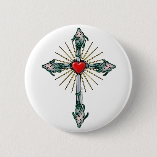Badge Rond 5 Cm Poisson-Coeur (Devant)
