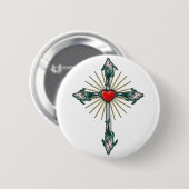 Badge Rond 5 Cm Poisson-Coeur (Devant & derrière)