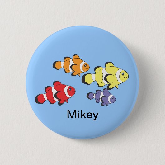 Badge Rond 5 Cm Poisson coloré (Devant)