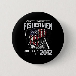 Badge Rond 5 Cm Poisson d'anniversaire des pêcheurs 13 ans Drapeau