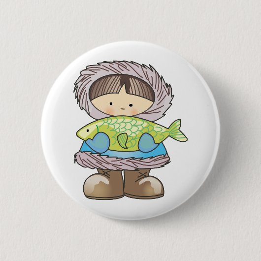 BADGE ROND 5 CM POISSON DE DÉTENTE ESKIMO (Devant)