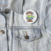 BADGE ROND 5 CM POISSON DE DÉTENTE ESKIMO (En situation)