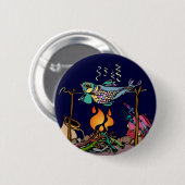 Badge Rond 5 Cm Poisson de feu de camp artistique (Devant & derrière)