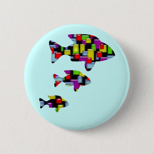 Badge Rond 5 Cm poisson de mosaïque