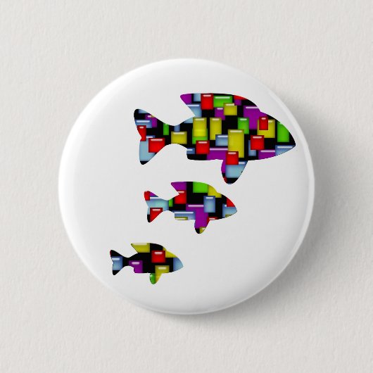 Badge Rond 5 Cm poisson de mosaïque (Devant)