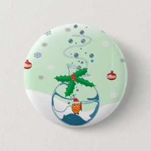 Badge Rond 5 Cm Poisson de Noël