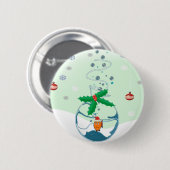 Badge Rond 5 Cm Poisson de Noël (Devant & derrière)