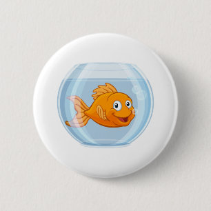 Badge Rond 5 Cm Poisson d'or dans le bol de poisson d'or Cute pers