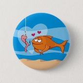 Badge Rond 5 Cm Poisson et appât en amour (Devant)
