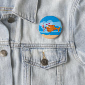 Badge Rond 5 Cm Poisson et appât en amour (En situation)
