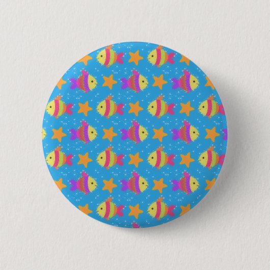 Badge Rond 5 Cm Poisson Et Motif D'Épée (Devant)