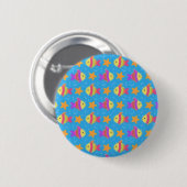 Badge Rond 5 Cm Poisson Et Motif D'Épée (Devant & derrière)